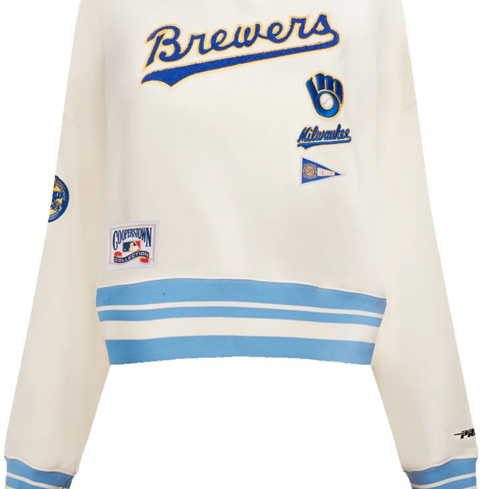 MLB MILWAUKEE BREWERS RETRO CLASSIC WOMEN'S RIB CREWNECK